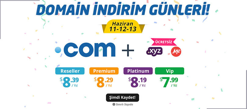 Domain İndirim Günleri  COM $7.99!