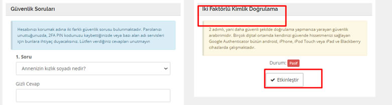 Çift Taraflı Doğrulama Nasıl Aktif Edilir? - Atak Domain