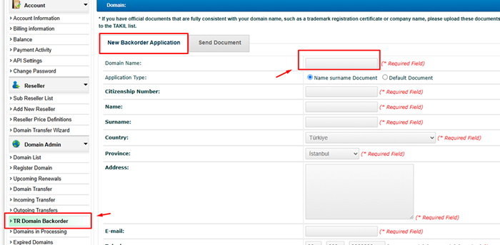 Backorder Application Process for .TR Domains Deleted by TRABIS
