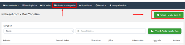 Mail Hesabı Yükseltme ve Ek Mail Tanımlama