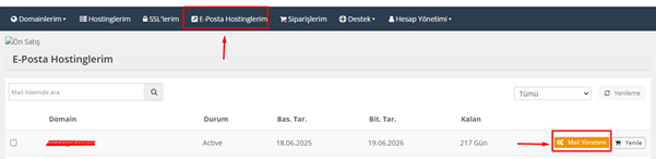 Mail Hesabı Yükseltme ve Ek Mail Tanımlama