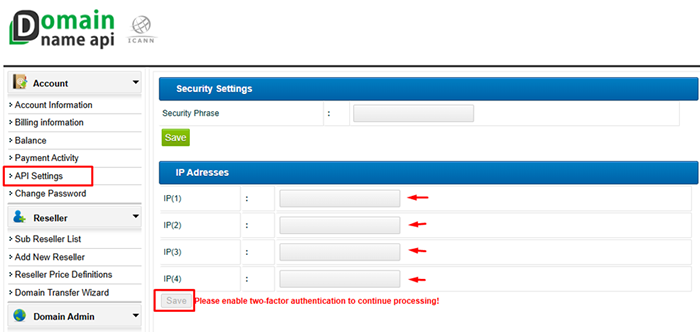 How to Update Allowed IP List? - Domain Name API