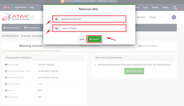 Linux cPanel Hosting Nasıl Aktif Edilir?