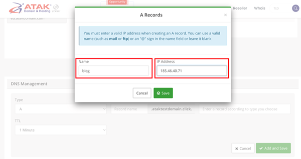 Adding an A Record