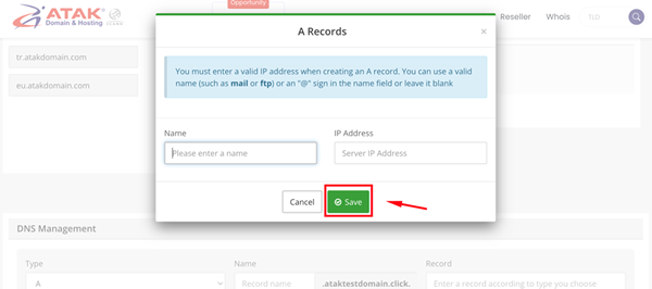 Adding an A Record