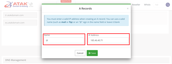 Adding an A Record