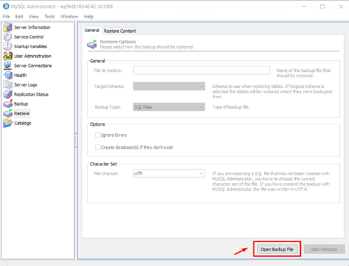 How to Restore Database with MySQL Administrator