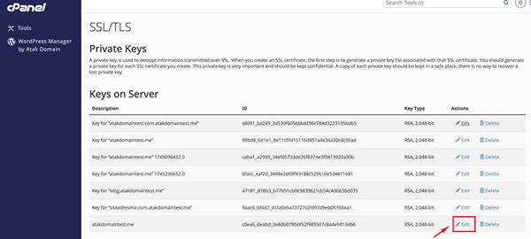 How to access my certificate's .key file
