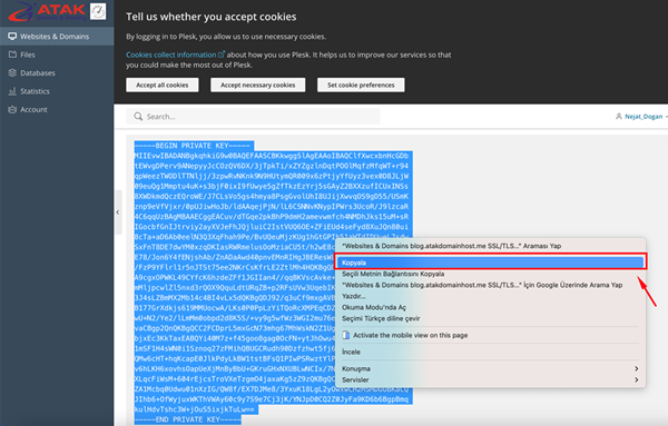 How to access my certificate's .key file