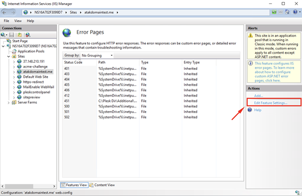 How to Enable 500 Internal Server Error Page?