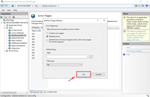 How to Enable 500 Internal Server Error Page?