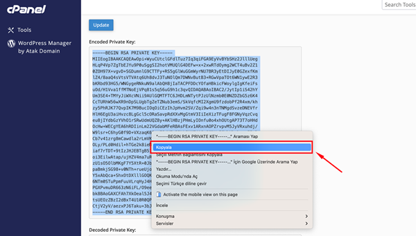 How to access my certificate's .key file