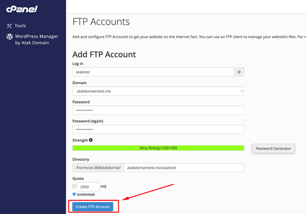 Web Hosting (cPanel) hesabıma FTP kullanıcıları ekleme
