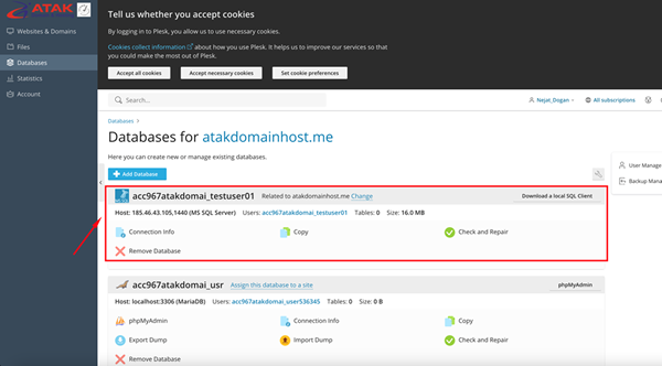 How to Retrieve My MSSQL Database Access Information?