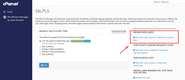 How to access my certificate's .key file