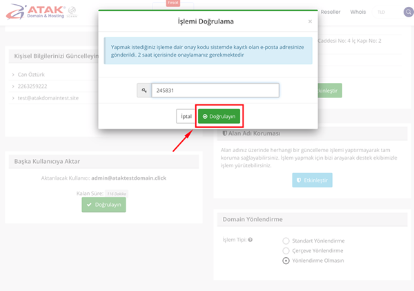 Domainimi başka bir atakdomain hesabına aktarma